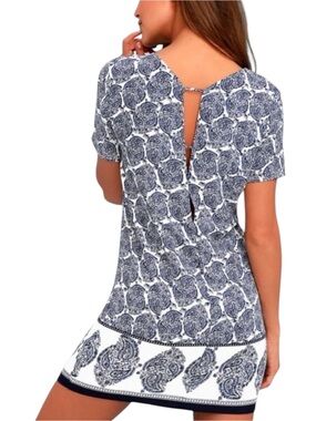 LULUS TAJ MAHAL BLUE PAISLEY SHIFT DRESS SZ SM NWTS!